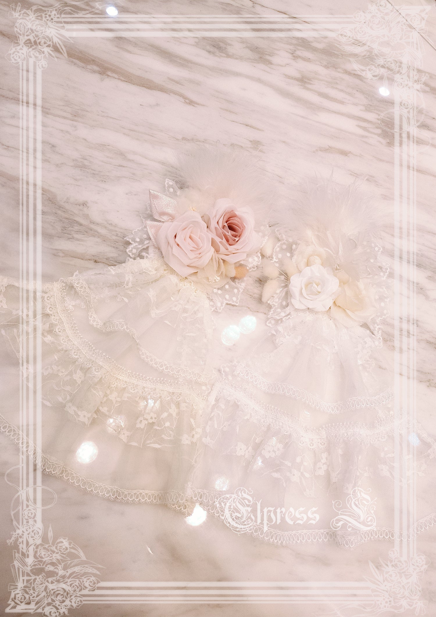 Elpress L~Wedding Lolita Floral Headdress BNT Veil