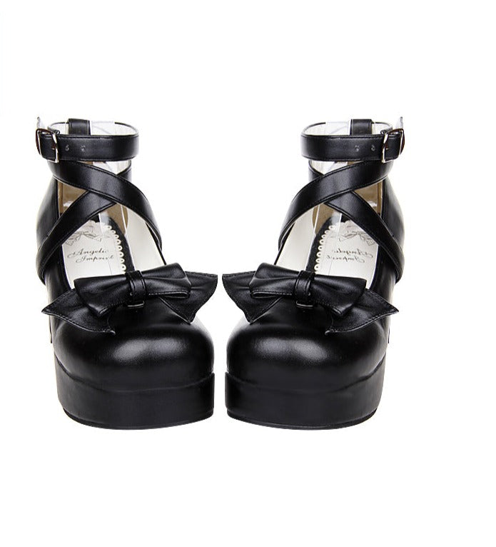 Angelic imprint ~ Sweet Lolita Shoes Multicolors Round Toe Middle Heel 36 black 