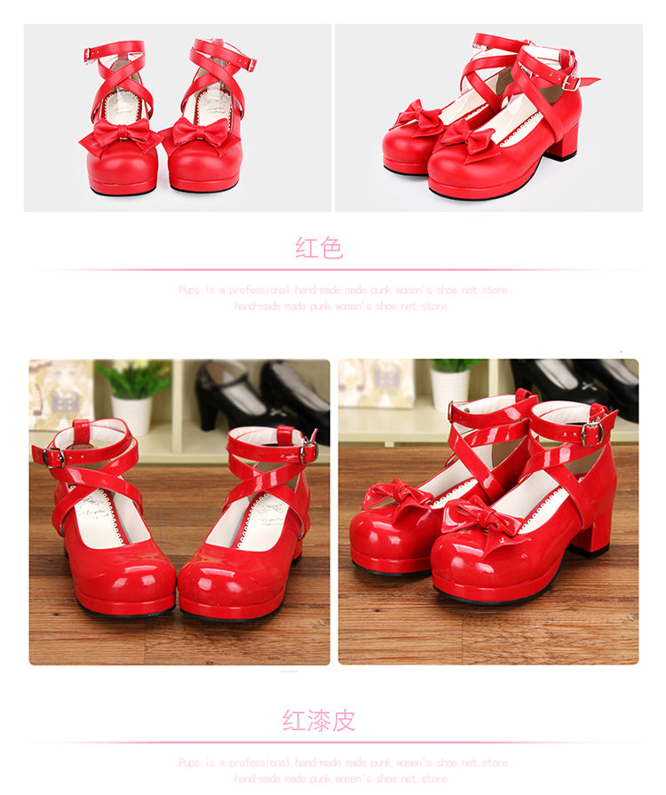 Angelic imprint ~ Sweet Lolita Shoes Multicolors Round Toe Middle Heel   