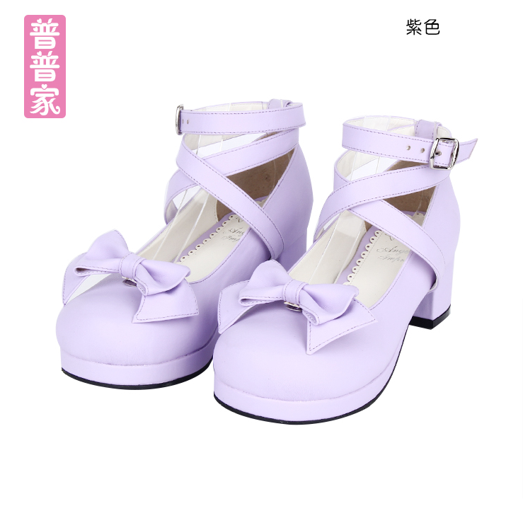 Angelic imprint ~ Sweet Lolita Shoes Multicolors Round Toe Middle Heel 36 purple 