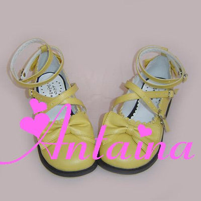 Antaina~ Japanese Style Lolita Tea Party Shoes Size 46-49 matte milk yellow-low heel 2.5cm 46 