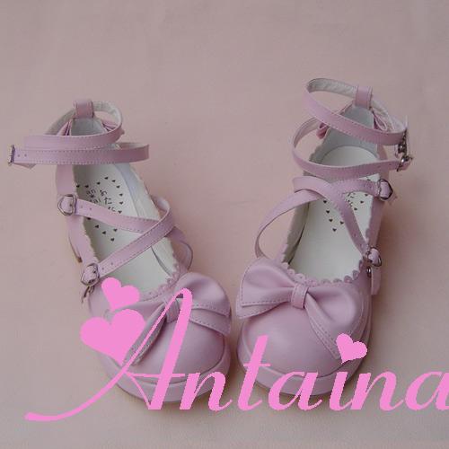 Antaina ~ Sweet Chunky Heels Lolita Shoes Plus Size 45-54 matte pink 45 