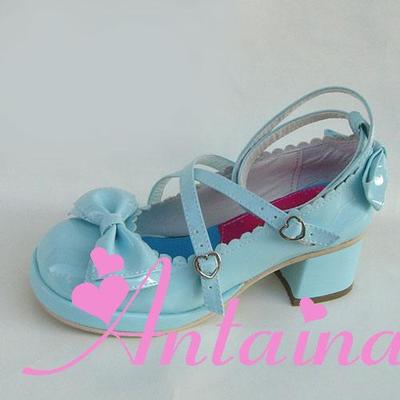 Antaina~Sweet Chunky Heels Lolita Shoes Size 37-40 shining blue 37 