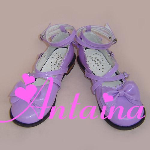 Antaina~ Japanese Style Lolita Tea Party Shoes Size 46-49 shining purple-low heel 2.5cm 46 