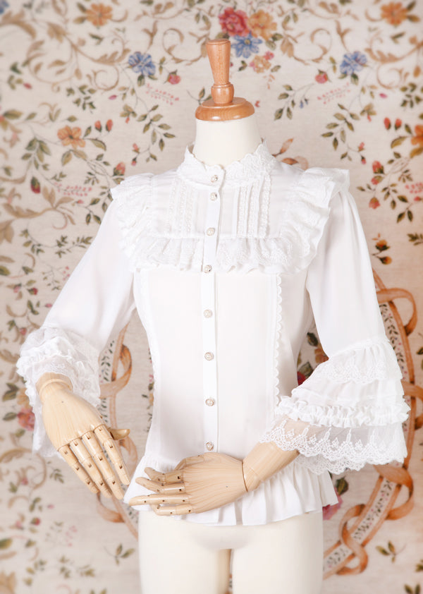 Yilia - Princess Sleeves Slim Lolita Blouse XS white