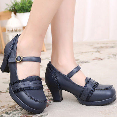 Sosic - Sweet High-heeled Plain Color Lolita Shoes