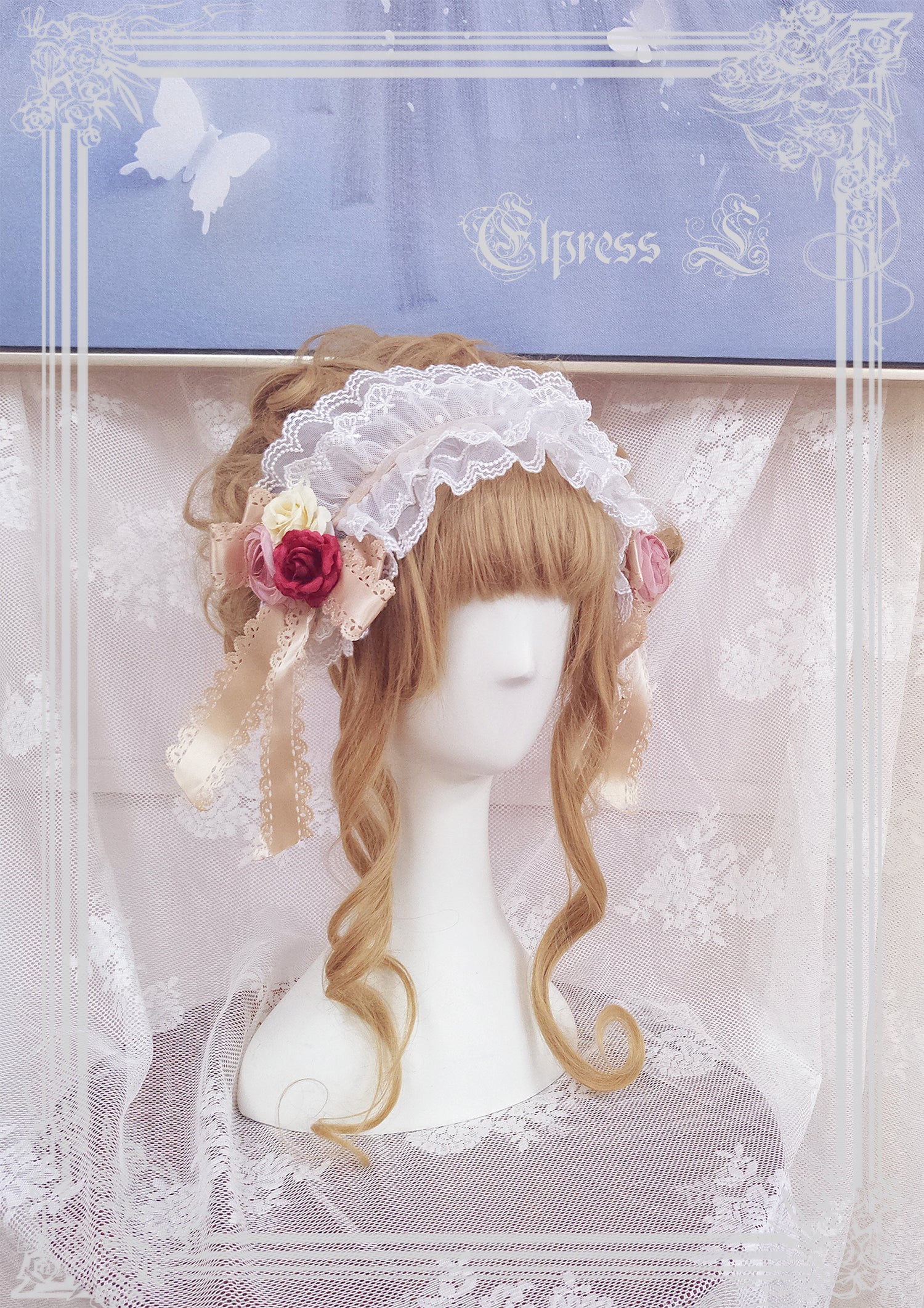 Elpress L~3D Flower Lolita Hairband Cuff Brooch Multicolors 2992:30399