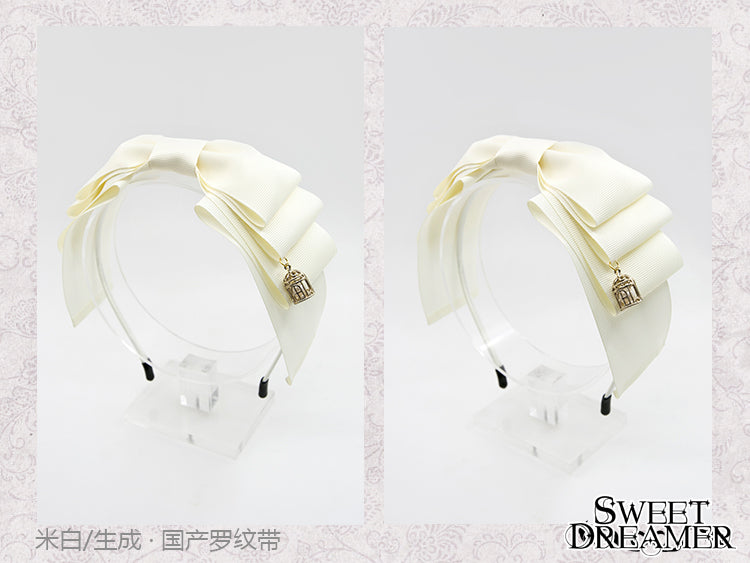 SweetDreamer~Miss Canary Sweet Lolita Bow KC beige(Chinese matte ribbon)  