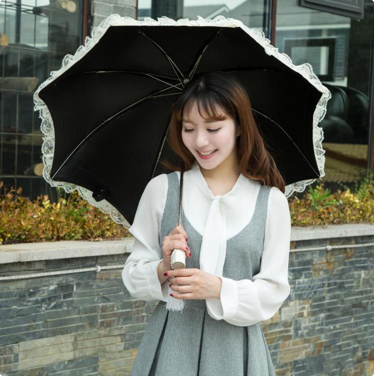 HualiBaLa - Foldable Sunscreen Lace Flounce Multicolors Lolita Parasol
