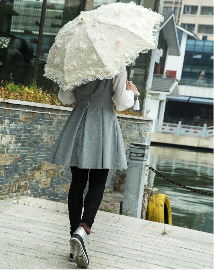 HualiBaLa - Foldable Sunscreen Lace Flounce Multicolors Lolita Parasol