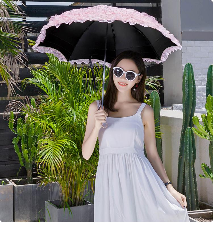 HualiBaLa - Foldable Sunscreen Sequin Princess Lolita Parasol Multicolors