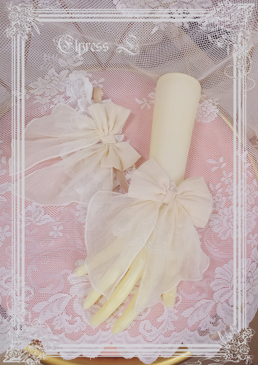 Elpress L - 3D Flower Lolita Hairband Cuff Brooch Multicolors ivory cuffs (a pair)