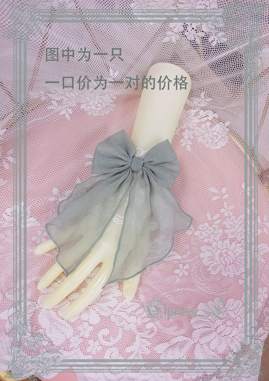 Elpress L - 3D Flower Lolita Hairband Cuff Brooch Multicolors dark green cuffs (a pair)