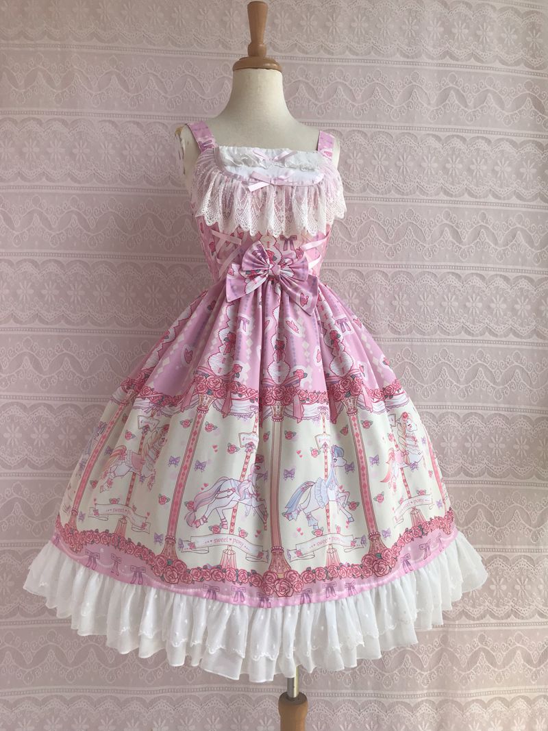 Yilia - Rose Carousel - Chiffon JSK Dress XS pink