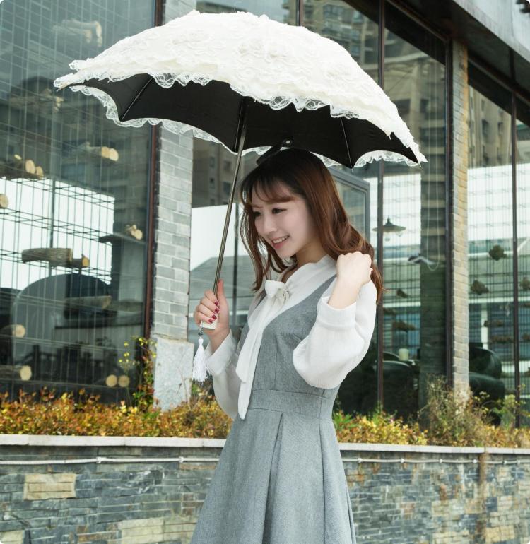 HualiBaLa - Foldable Sunscreen Lace Flounce Multicolors Lolita Parasol