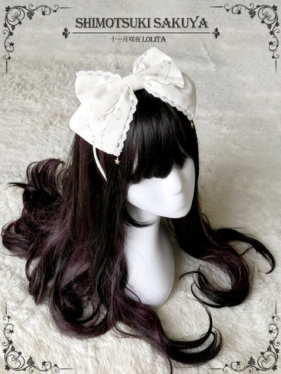 Sakuya Lolita~Whisper of Stars~Vintage Lolita Headdress Large Bow KC   