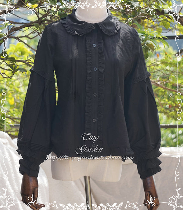 Tiny Garden - Ballade - Elegant Lolita Winter Doll Collar Shirt black M