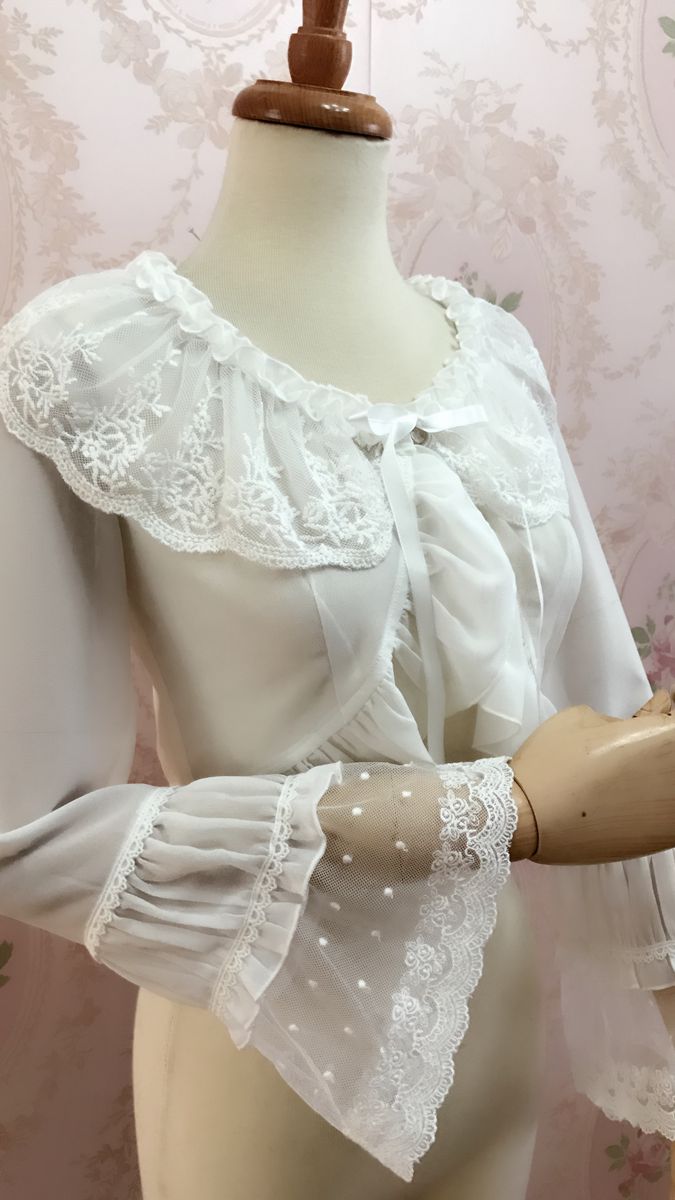 Yilia - Lolita Long Sleeve Chiffon Blouse XS beige