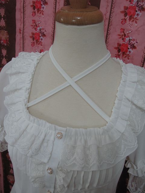 Yilia - Square Collar Chiffon Lolita Loose Blouse