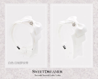 SweetDreamer~Multicolors Bows Lolita KC Headdress white/Japanese matte ribbon  