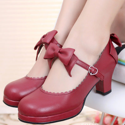 (BuyForMe) Sosic~Sweet Lolita Tea Party Thick Heels Shoes 33 wine red 