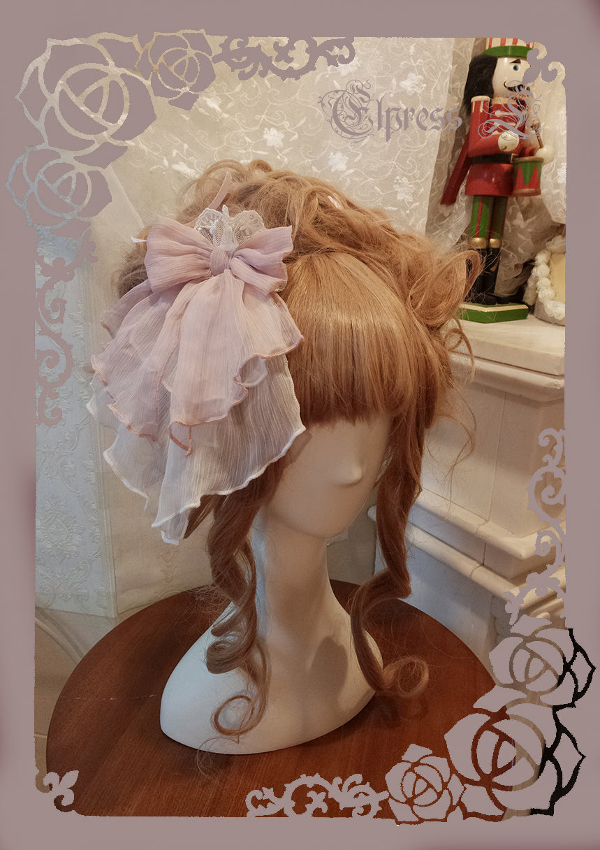 Elpress L - 3D Flower Lolita Hairband Cuff Brooch Multicolors pink side cllip (one piece only)