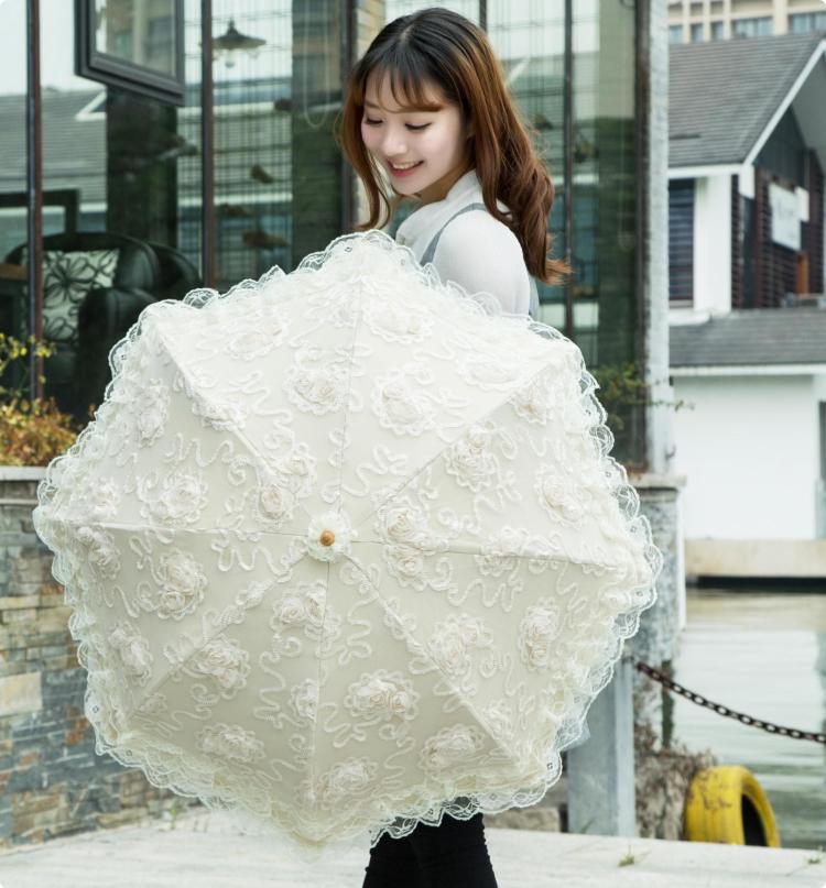 HualiBaLa - Foldable Sunscreen Lace Flounce Multicolors Lolita Parasol