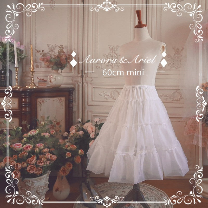Aurora Ariel~60cm Mini Black White A-line Lolita Petticoat free size white 