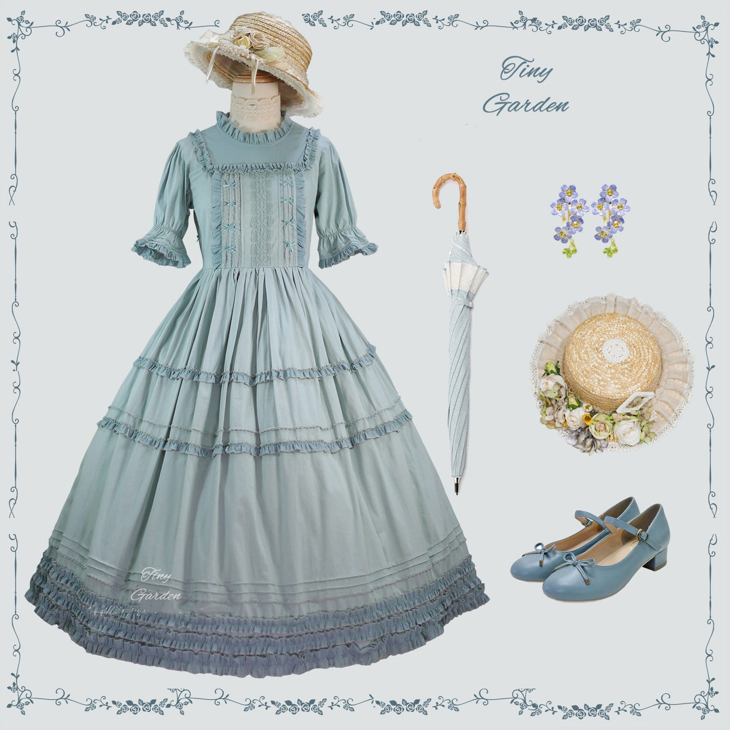 Tiny Garden~Vintage Ball~French Elegance Pin Tucks Lolita OP Dress (L M S XL) 706:58945