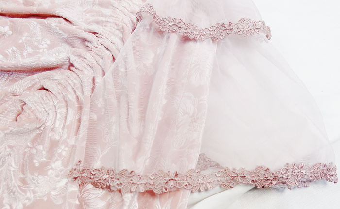 Blood Supply~Sakura Nightmare~Pink Velvet Lotus Embroidery Lolita Skirt   
