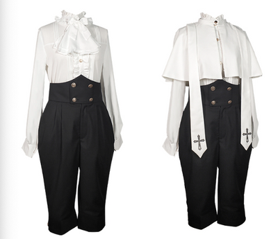 CastleToo~Holy Academy~Gothic Lolita Prince Skirt Set S white blouse+white scarf 
