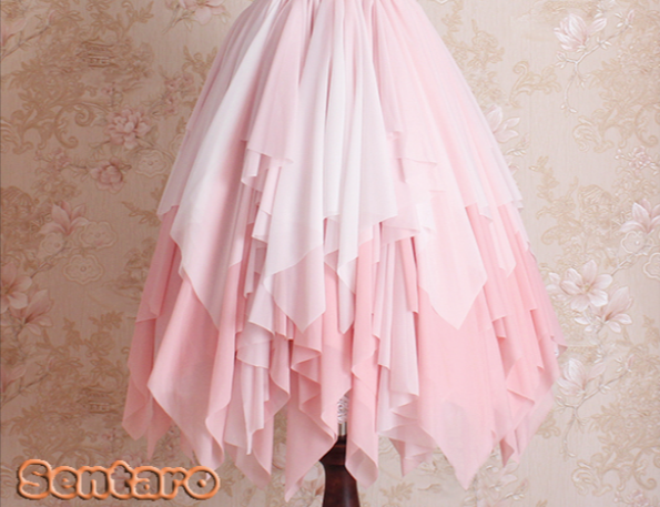 Sentaro~Little Whispers of Love~Multiple Colors Irregular Hem Lolita JSK free size gradient pink 