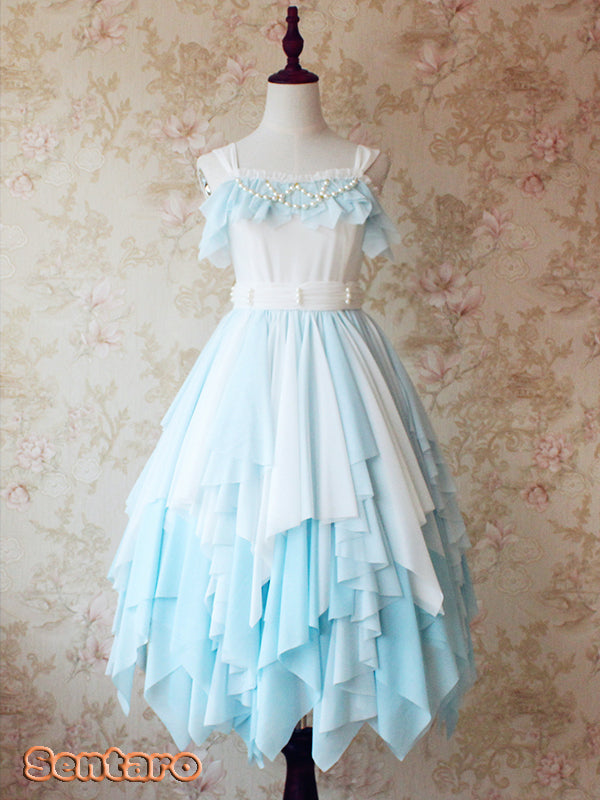 Sentaro - Little Whispers of Love - Multiple Colors Irregular Hem Lolita JSK One Size gradient blue