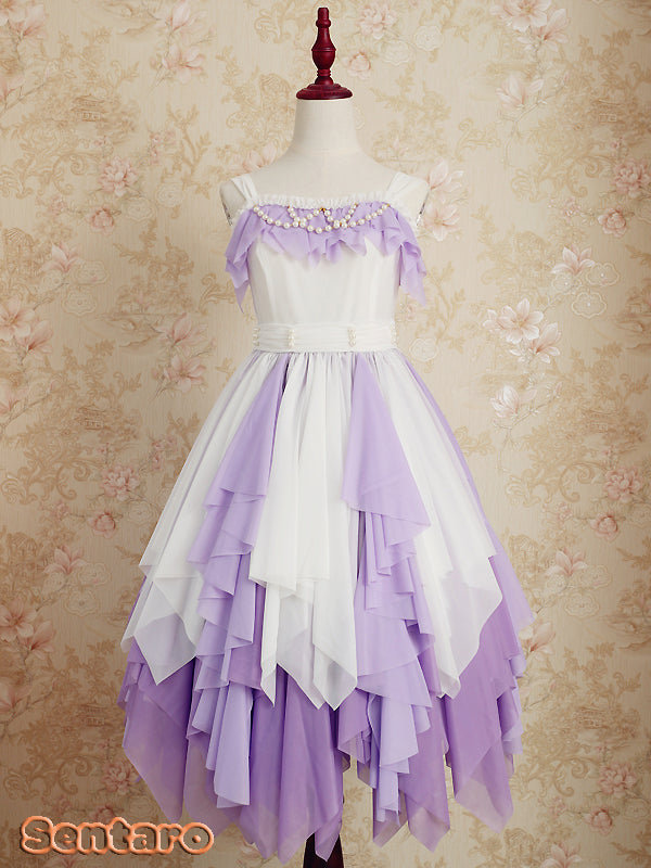 Sentaro - Little Whispers of Love - Multiple Colors Irregular Hem Lolita JSK One Size gradient purple