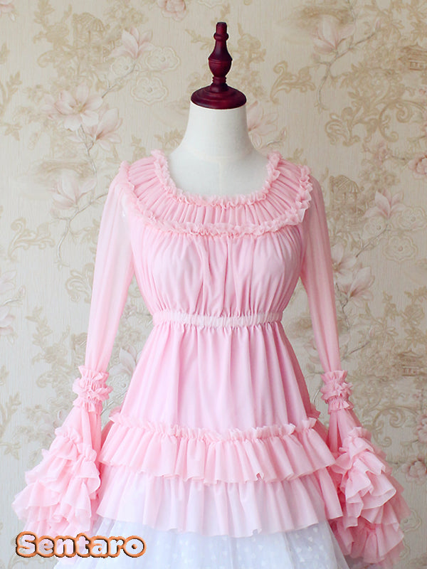 Sentaro~Shufrey~ Classic Elegant Multicolor Lolita Blouse free size peach pink blouse only