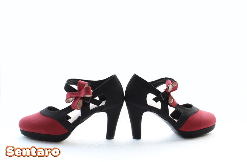 Sentaro GIN. Matte CLA Lolita Heels Shoes 36 black with red 