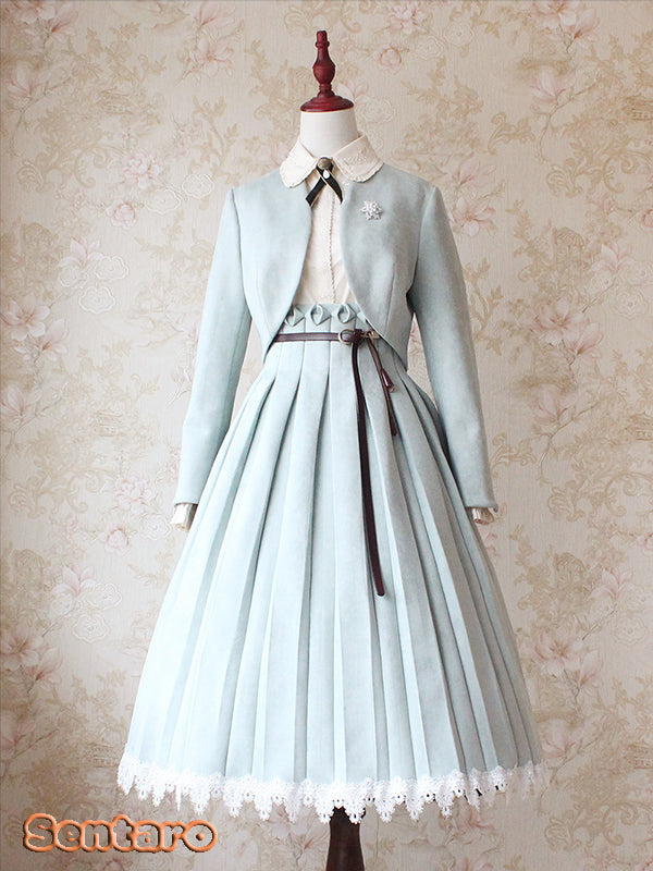 Sentaro - Warm Tea Suede - High Waist Pleated Lolita Skirt