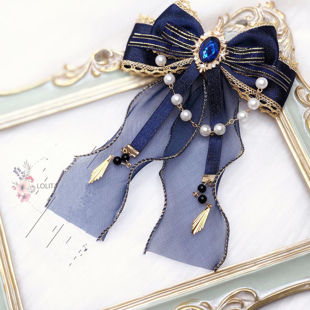 QianYe - Elegant Lolita Hairclip Navy Headdress