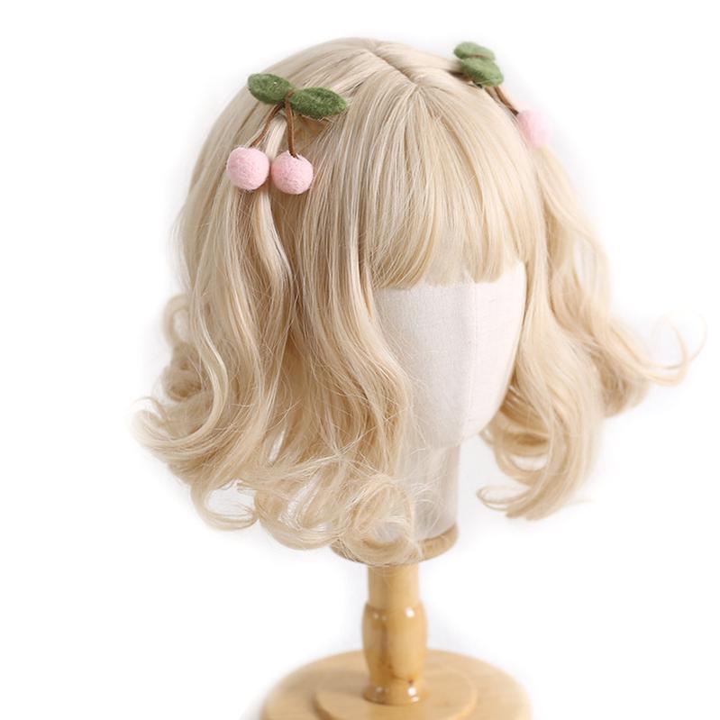 Xiaogui - Handmade Kawaii Wool Felt Cherry Clips pink cherry fish-mouse clips (a pair)