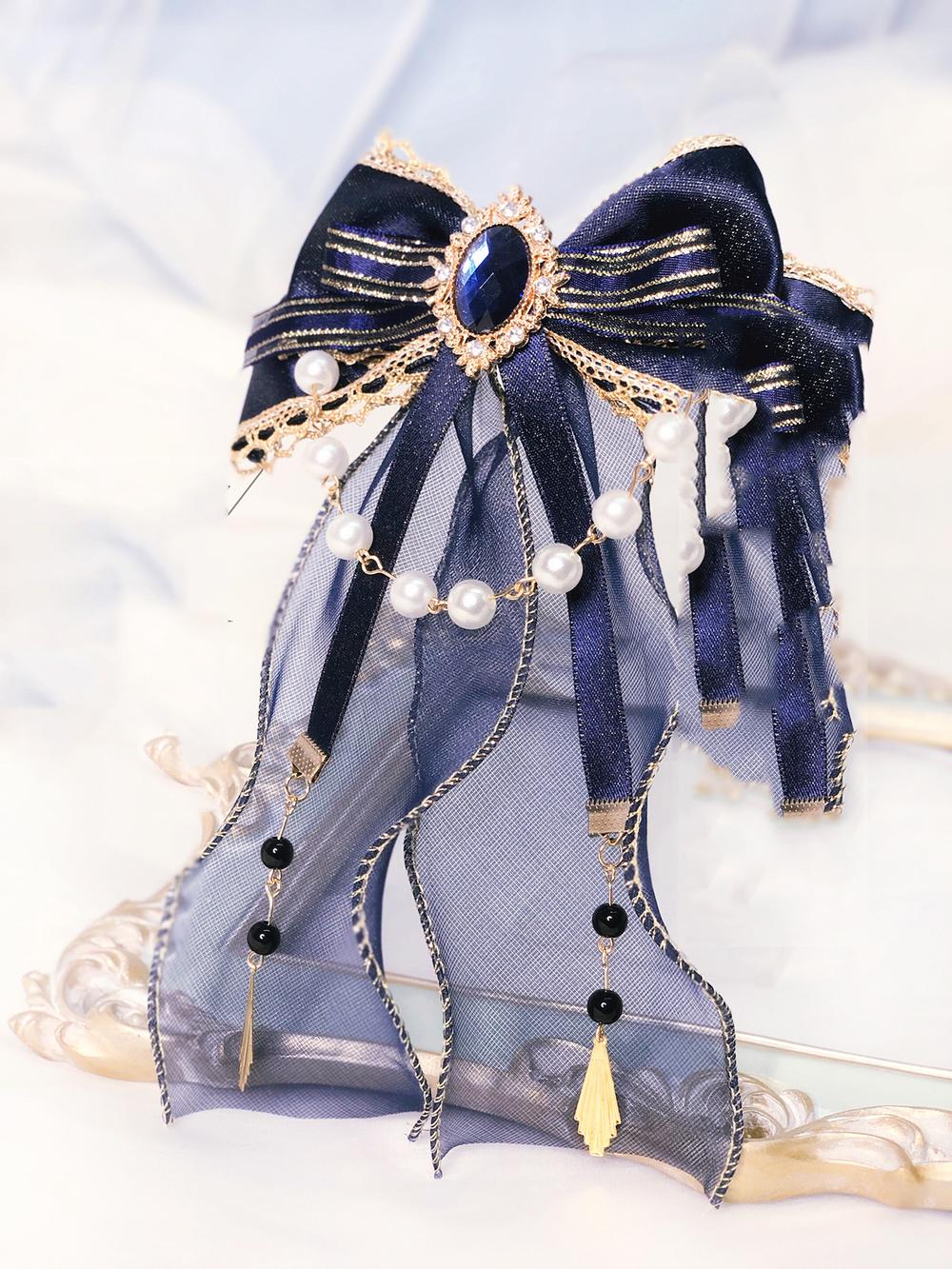 QianYe - Elegant Lolita Hairclip Navy Headdress