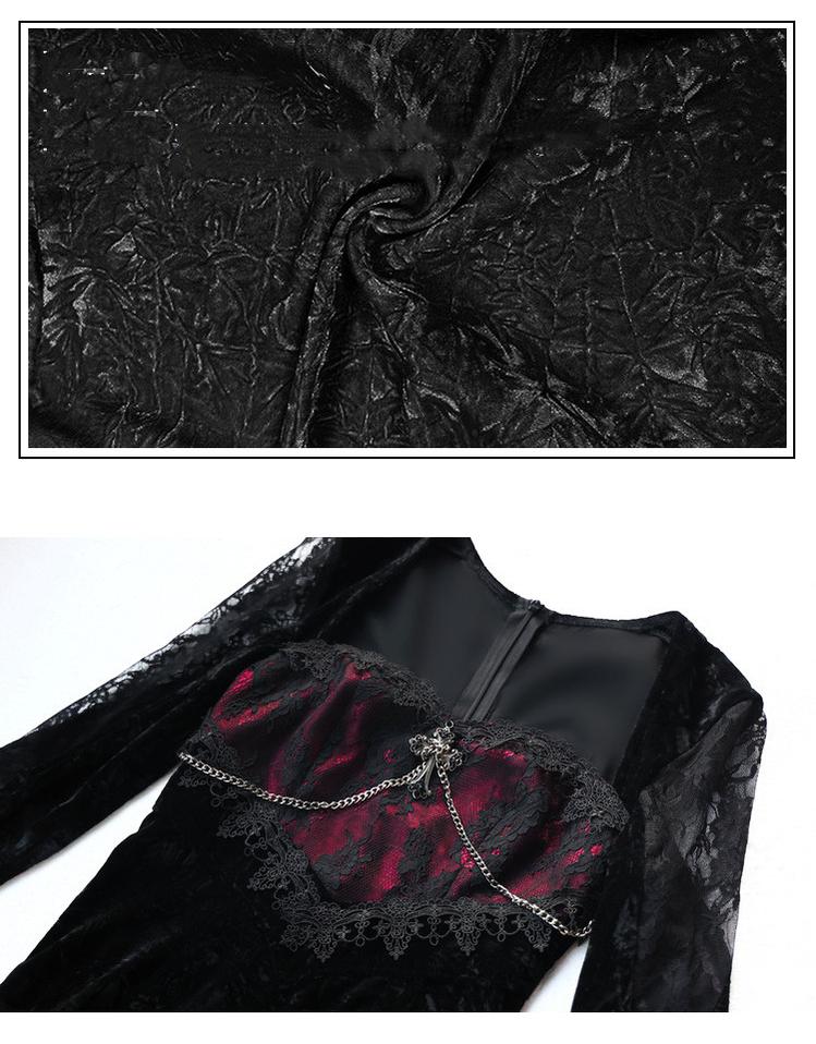 Blood Supply - Rose Cemetery - Dark Red Velvet Mermaid Gothic Lolita Dress