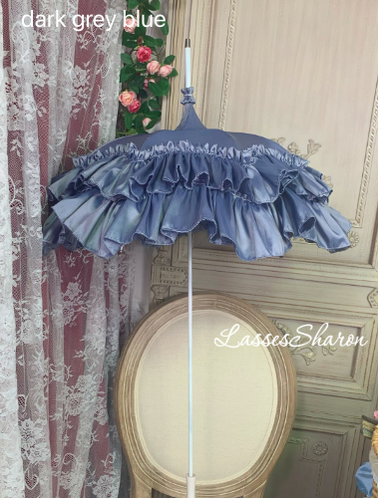 Vintage Luxurious European Style Wedding Lolita Parasol Multicolors pagoda-shape parasol dark grey blue 