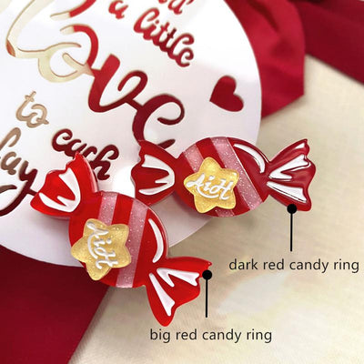 (Buyforme) Halloween Alice~Rainbow Candy~Sweet Lolita Ring Hairclip dark red candy ring  