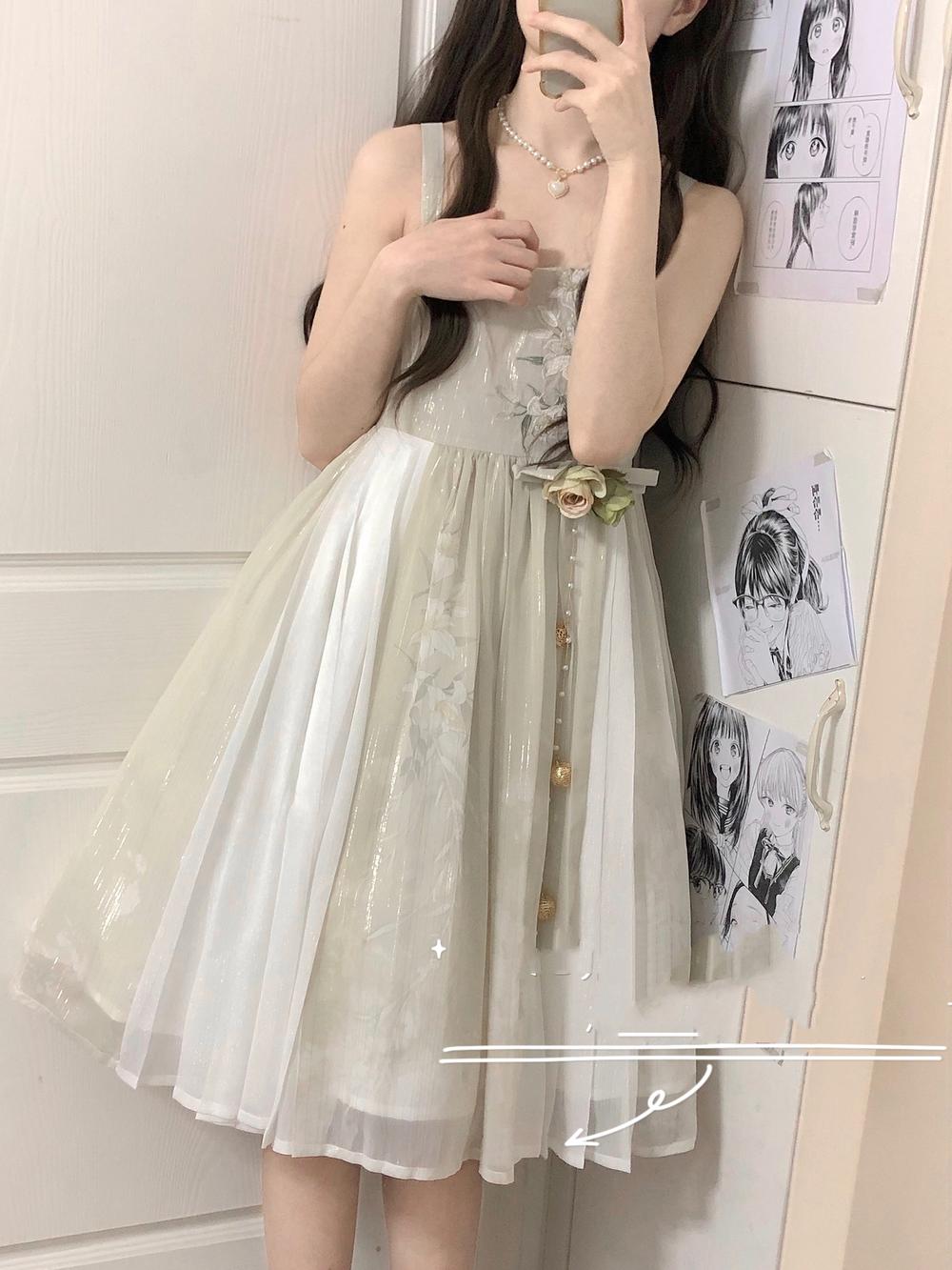 Cornfield Lolita - Wind Singing Lily - Qi Lolita Embroidered Dress Suit dress S