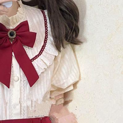 (Buy For Me) Uncle Wall's Original~Rich Girl~Elegant Lolita Blouse and Skirt S ivory blouse+red lace 