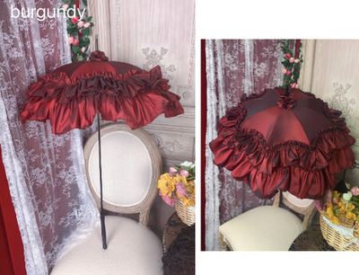 Vintage Luxurious European Style Wedding Lolita Parasol Multicolors pagoda-shape parasol burgundy 