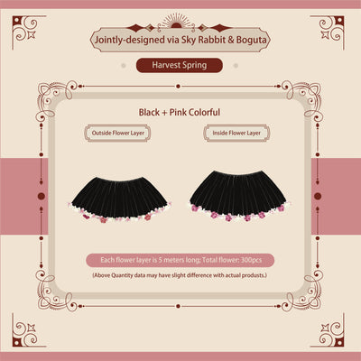 Sky Rabbit~Harvest Spring~Flower Layers for Lolita Petticoat free size 35cm black+pink colorful 