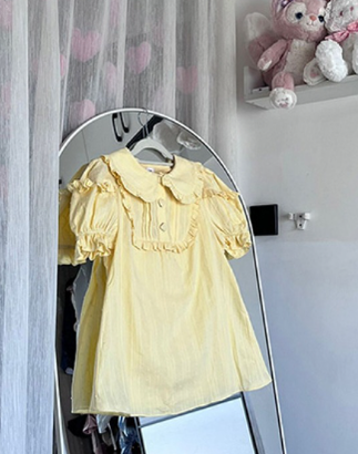 Sakurada Fawn - Plus Size Lolita Shirt Solid Color Short Sleeve Blouse S creamy yellow