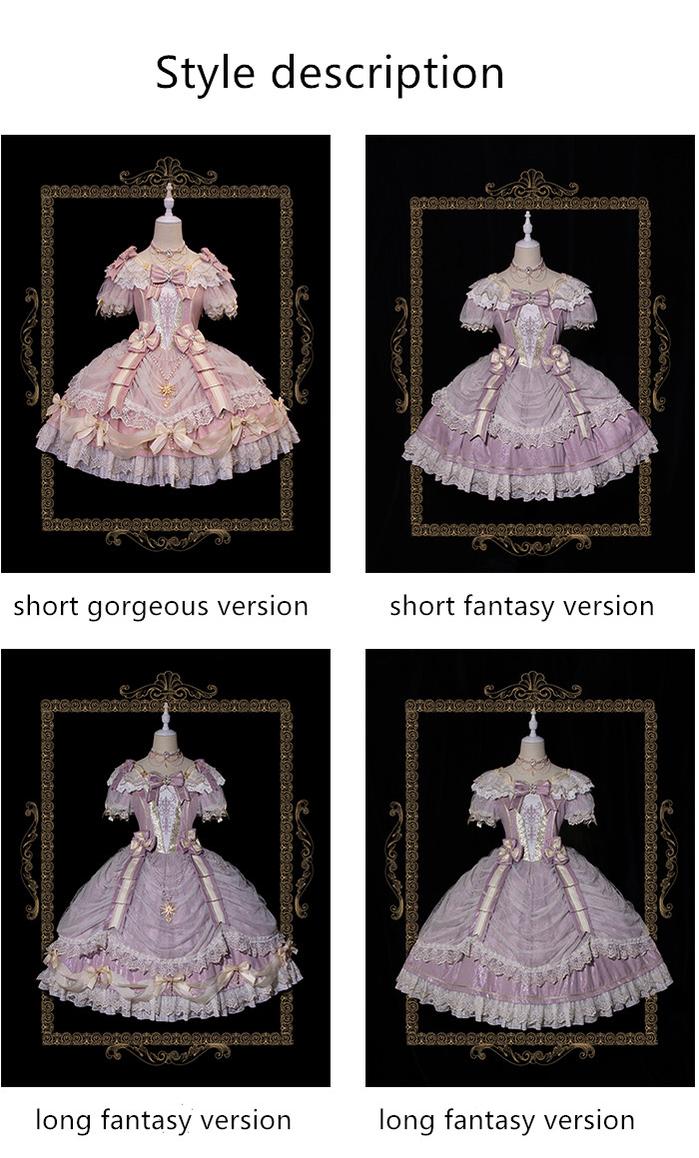 Alice Girl~Girls' Day~Retro Lolita OP Dress Short Sleeve Place Style pink (short fantasy version) S 