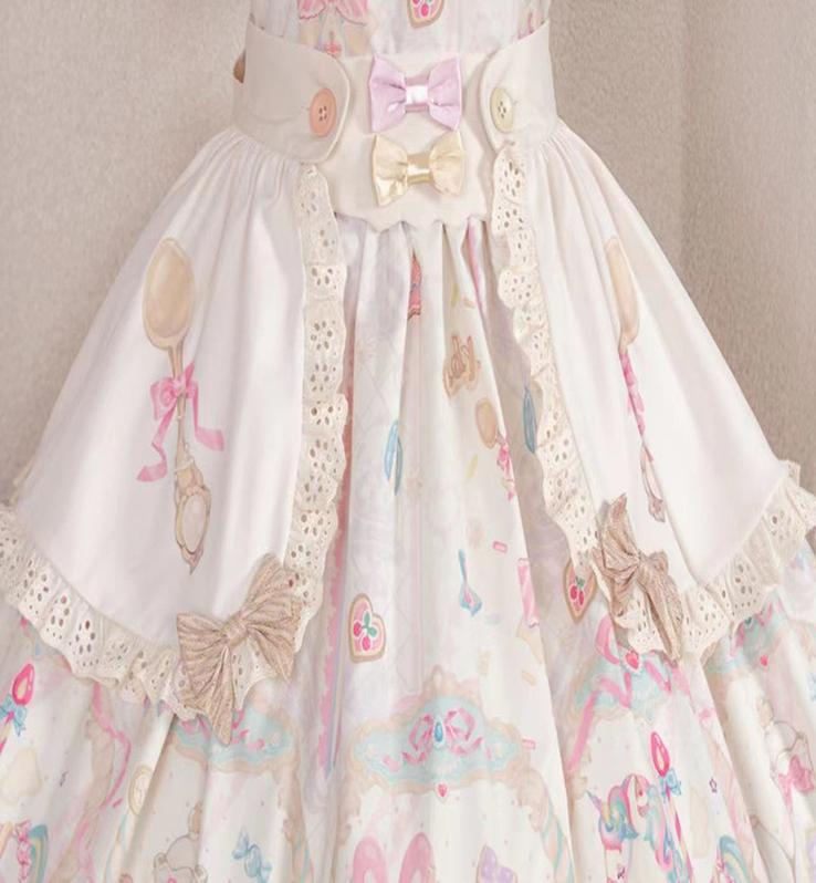 (Buyforme) Moonlight Tavern~Dessert Unicorn Sweet Lolita Salopette apron only (yellow pink color) buy together with one of the dresses S 